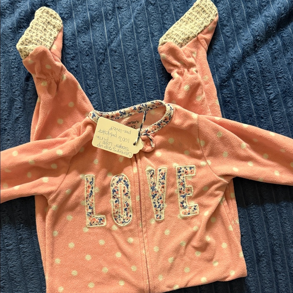 Polka Dot Baby Pajamas with LOVE Print